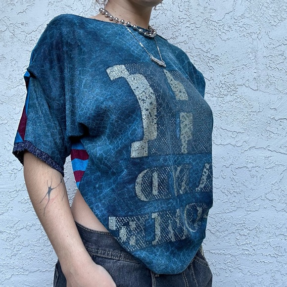 Y2k Patterned Striped Glittery Shirt - Picture 4 of 9
